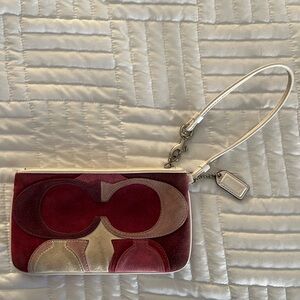 Coach Patchwork Wristlet in Purple, Pink, and Creamy White Suede